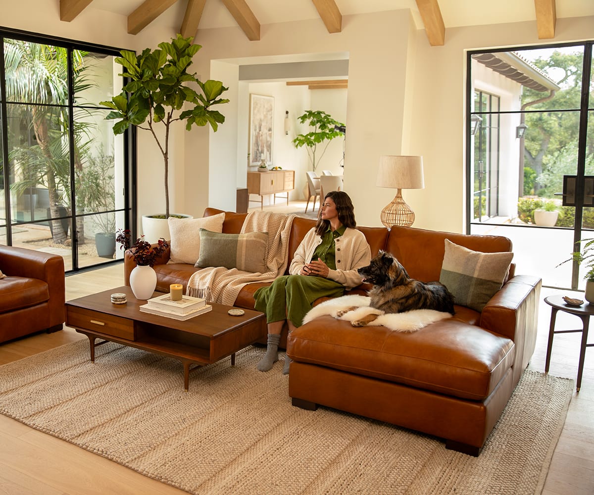 Braxten Leather Right Chaise Sectional