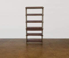 Freya 6 Shelves with Desk - Walnut