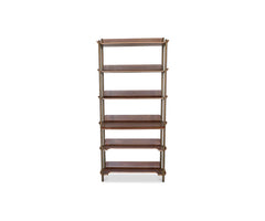 Freya 6 Shelves with Desk - Walnut